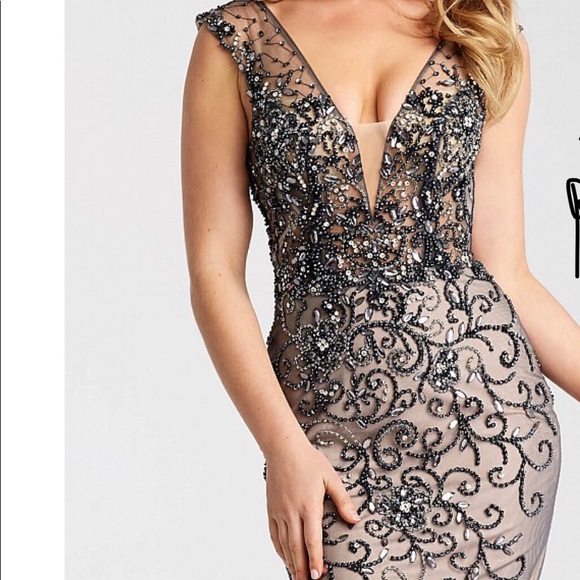 WORN ONCE ** BEJEWELED COCKTAIL MINI DRESS - Picture 6 of 6